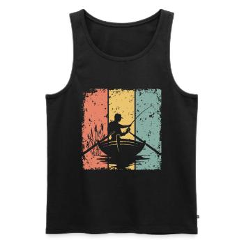 Angeln im Retro-Stil - Männer Premium Bio Tank Top - Schwarz - Vorne - Michal (187cm)