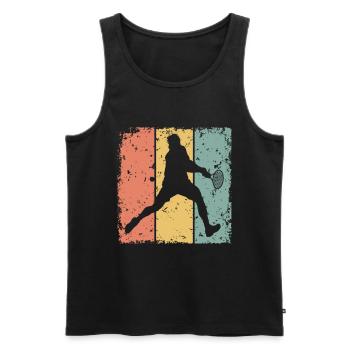 Tennis rétro - Débardeur bio Premium Homme - noir - Devant - Michal (187cm)
