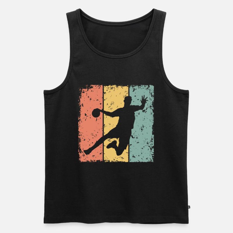 Handball retro - Männer Premium Bio Tank Top - Schwarz