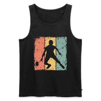 Badminton rétro - Débardeur bio Premium Homme - noir - Devant - AI Model Male 178 light (178cm)