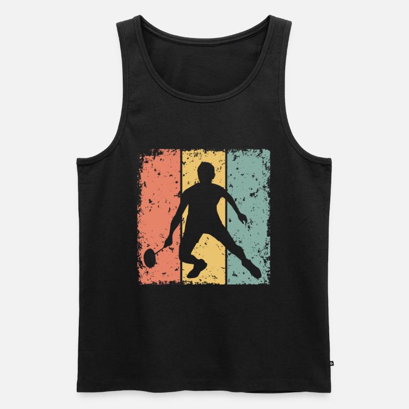 Badminton Retro - Männer Premium Bio Tank Top - Schwarz