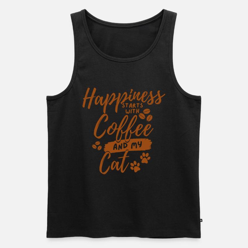 Kaffee Katze Liebhaber - Männer Premium Bio Tank Top - Schwarz