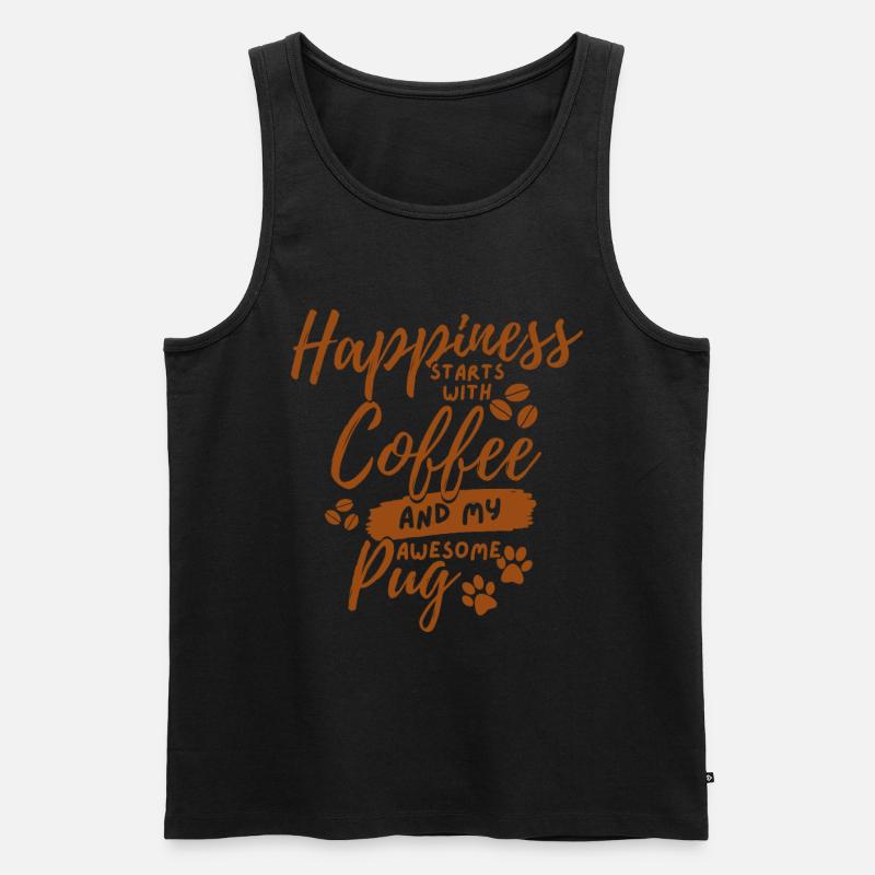 Kaffee-Mops-Liebhaber - Männer Premium Bio Tank Top - Schwarz