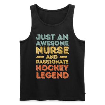 Infirmière Légende du hockey rétro - Débardeur bio Premium Homme - noir - Devant - Michal (187cm)