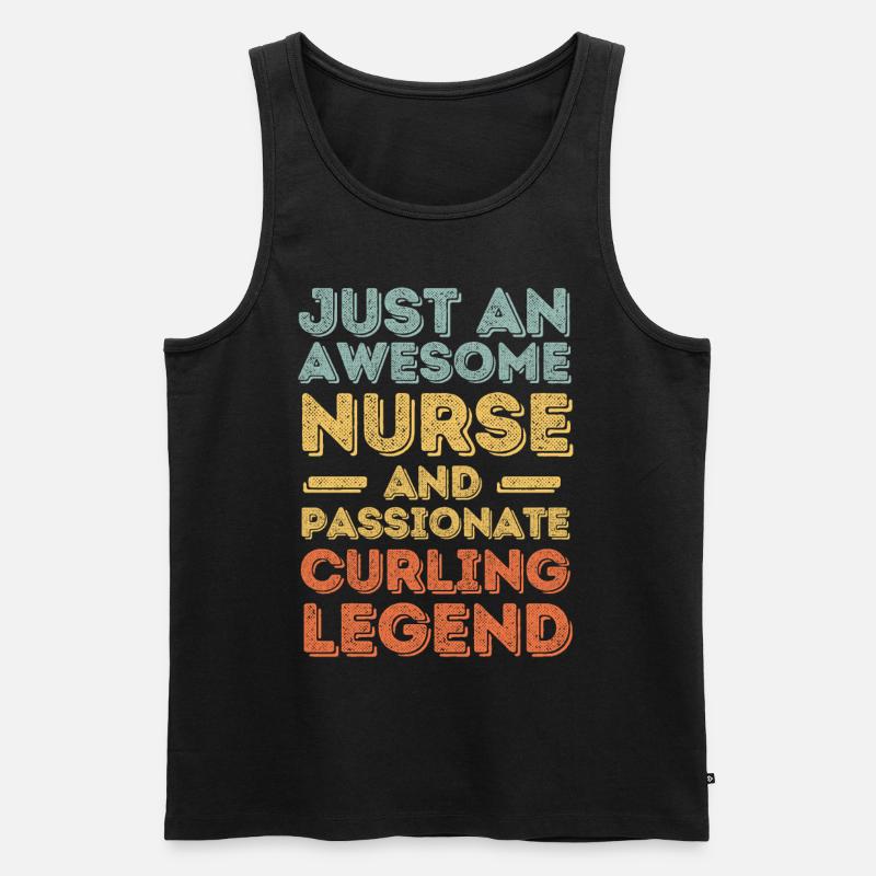 Krankenschwester Curling Legende retro - Männer Premium Bio Tank Top - Schwarz