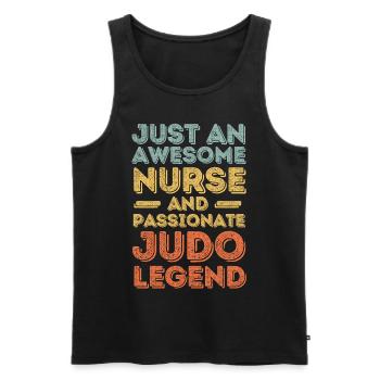 Infirmière Judo légende rétro - Débardeur bio Premium Homme - noir - Devant - Michal (187cm)