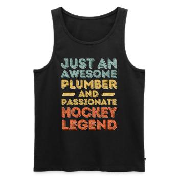 Plumber Hockey legend retro - Men's Premium Organic Tank Top - black - Front - AI Model Male 178 light (178cm)