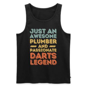 Plombier Darts légende rétro - Débardeur bio Premium Homme - noir - Devant - AI Model Male 178 light (178cm)