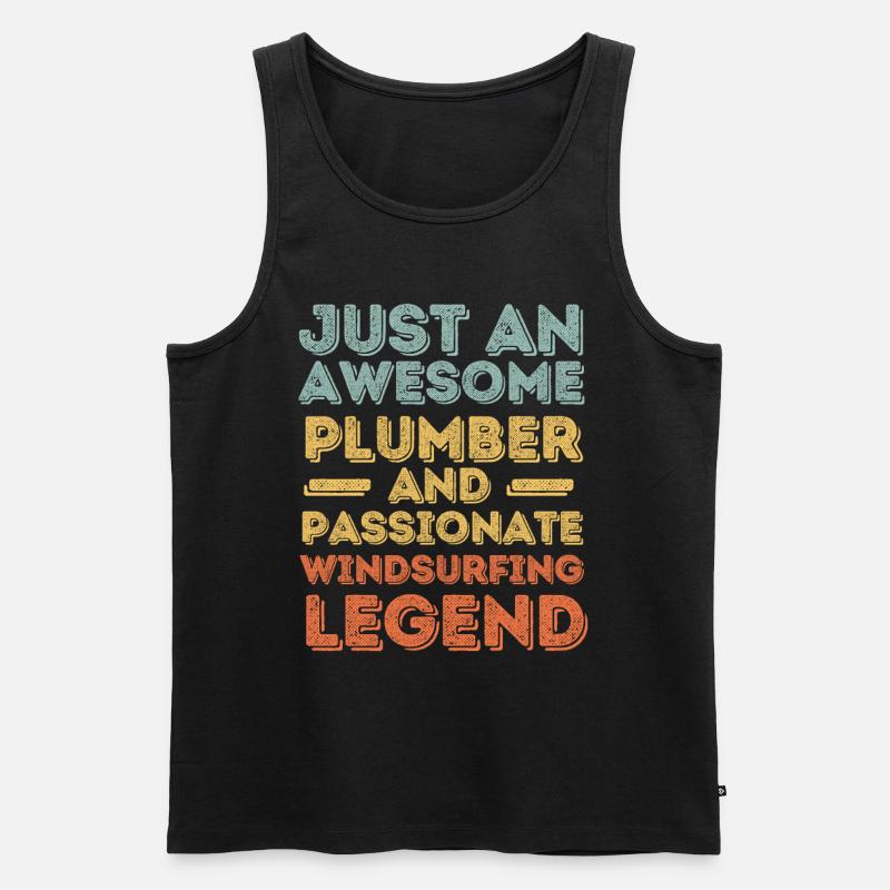 Klempner Windsurf Legende retro - Männer Premium Bio Tank Top - Schwarz