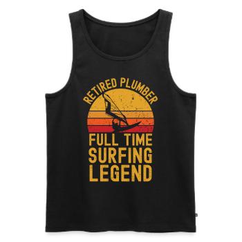 Retired plumber windsurfing legend - Men's Premium Organic Tank Top - black - Front - AI Model Male 178 light (178cm)
