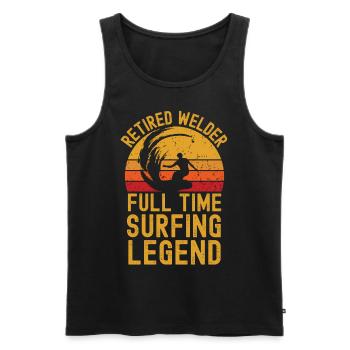 Retired welder surfing legend - Men's Premium Organic Tank Top - black - Front - Michal (187cm)