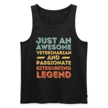 Légende du kitesurf vétérinaire rétro - Débardeur bio Premium Homme - noir - Devant - Michal (187cm)
