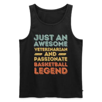 Légende du basket-ball vétérinaire rétro - Débardeur bio Premium Homme - noir - Devant - Michal (187cm)