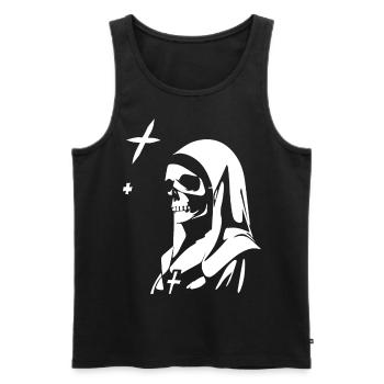 Embrace the Darkness Satanic Nun, Occult, Gothic - Men's Premium Organic Tank Top - black - Front - Michal (187cm)