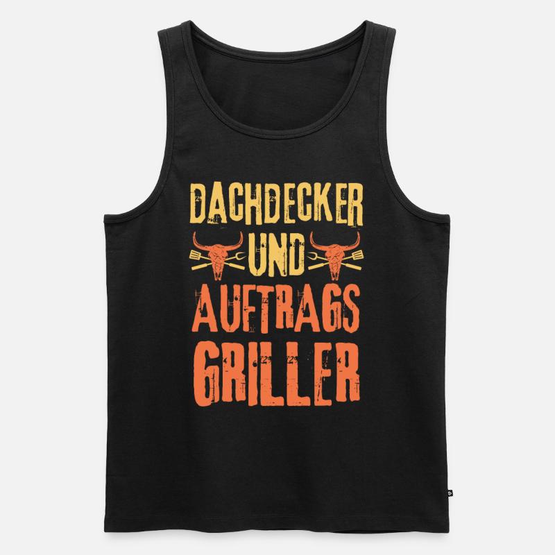 Dachdecker und Grillen - Männer Premium Bio Tank Top - Schwarz