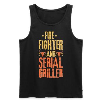 Feuerwehrmann und Seriengriller - Männer Premium Bio Tank Top - Schwarz - Vorne - AI Model Male 178 light (178cm)