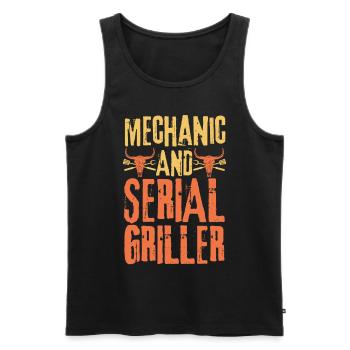 Mechanic and Serial Griller - Men's Premium Organic Tank Top - black - Front - AI Model Male 178 light (178cm)