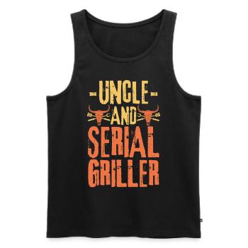 Oncle et Serial Griller - Débardeur bio Premium Homme - noir - Devant - AI Model Male 178 light (178cm)