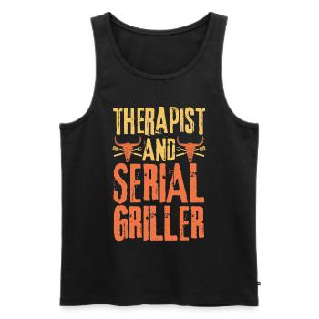 Therapist and Serial Griller - Men's Premium Organic Tank Top - black - Front - Michal (187cm)