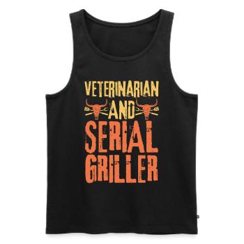 Veterinarian and Serial Griller - Men's Premium Organic Tank Top - black - Front - Michal (187cm)