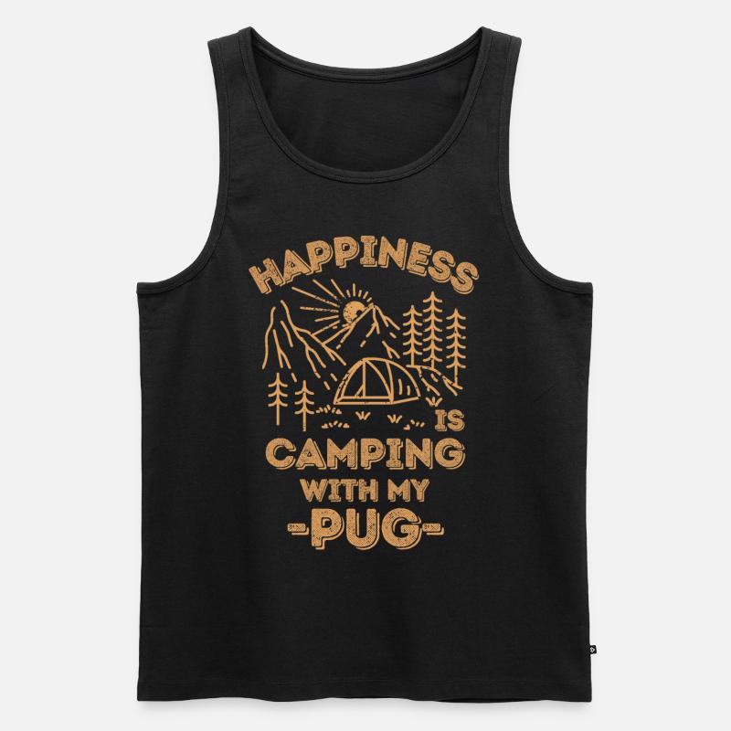 Camping mit Mops - Männer Premium Bio Tank Top - Schwarz