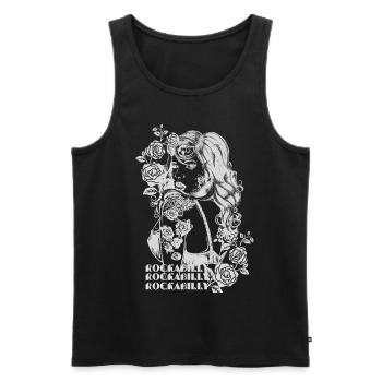 Rose Rockabilly Girl (1) - Débardeur bio Premium Homme - noir - Devant - AI Model Male 178 light (178cm)