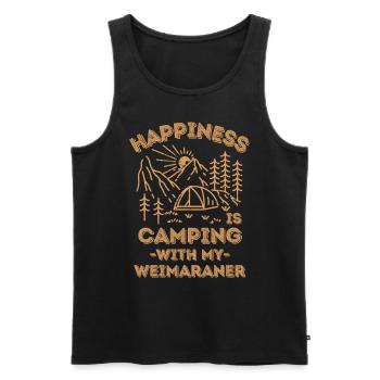 Camping avec un braque de Weimar - Débardeur bio Premium Homme - noir - Devant - AI Model Male 178 light (178cm)