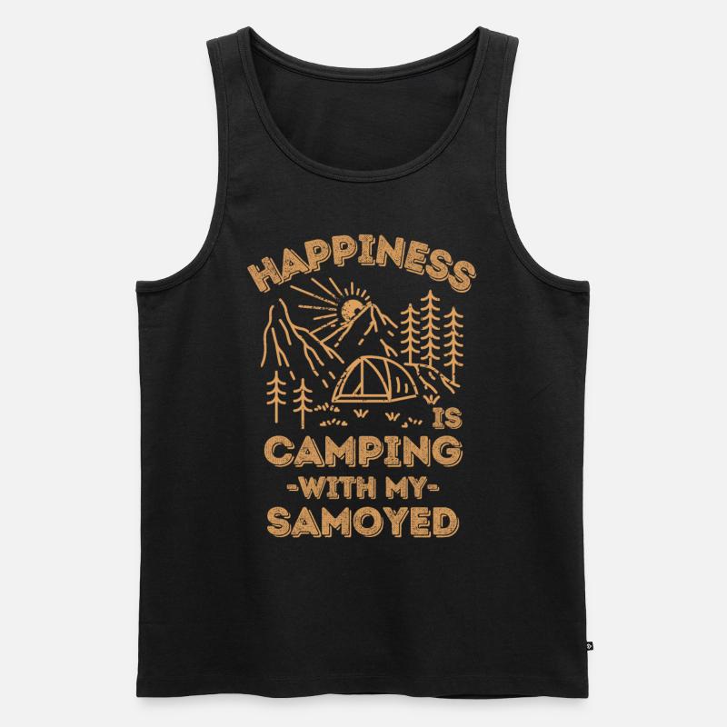 Camping mit Samojeden - Männer Premium Bio Tank Top - Schwarz