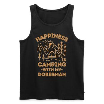 Camping mit Dobermann - Männer Premium Bio Tank Top - Schwarz - Vorne - AI Model Male 178 light (178cm)