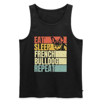 Manger dormir Bouledogue français répéter - Débardeur bio Premium Homme - noir - Devant - Michal (187cm)