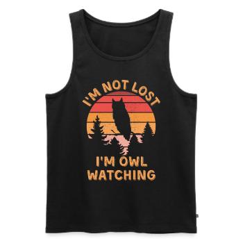Owl watching for ornithologist - Men's Premium Organic Tank Top - black - Front - AI Model Male 178 light (178cm)