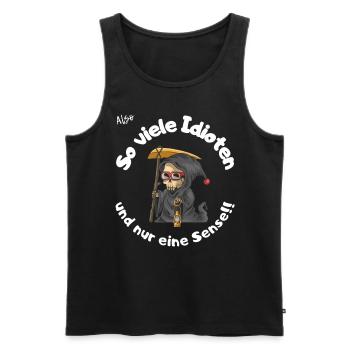 So viele Idioten! - Männer Premium Bio Tank Top - Schwarz - Vorne - AI Model Male 178 light (178cm)