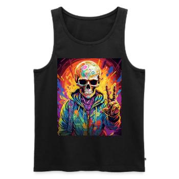 Cooler Skull Totenkopf für deinen coolen Look - Männer Premium Bio Tank Top - Schwarz - Vorne - AI Model Male 178 light (178cm)