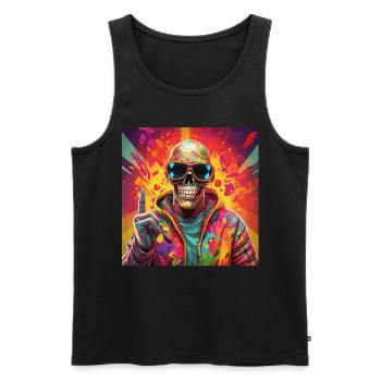 Cooler Skull Totenkopf für deinen coolen Look - Männer Premium Bio Tank Top - Schwarz - Vorne - AI Model Male 178 light (178cm)