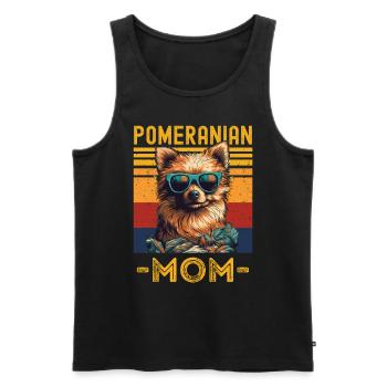 Miniature spitz with sunglasses Mama retro - Men's Premium Organic Tank Top - black - Front - Michal (187cm)