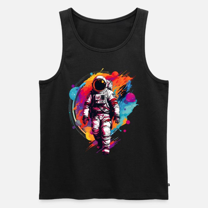 Bunter Astronaut - Männer Premium Bio Tank Top - Schwarz