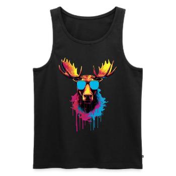 Colorful moose with sunglasses - Men's Premium Organic Tank Top - black - Front - Michal (187cm)