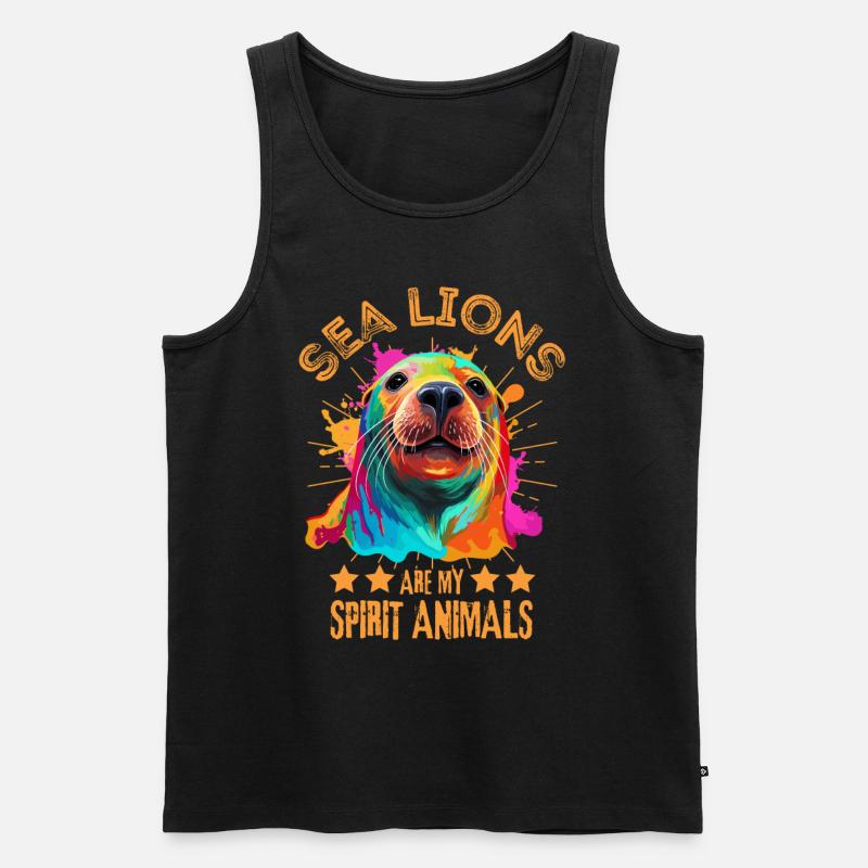 Bunter Seelöwe Robbe Seehund - Männer Premium Bio Tank Top - Schwarz