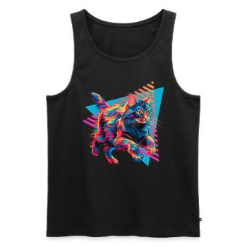 Maine Coon 80s Style - Men's Premium Organic Tank Top - black - Front - AI Model Male 178 light (178cm)