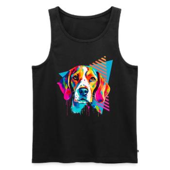 Beagle 80s Style - Men's Premium Organic Tank Top - black - Front - AI Model Male 178 light (178cm)