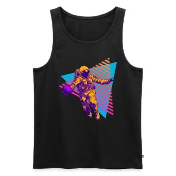 Basketball Astronaut 80er 90er - Männer Premium Bio Tank Top - Schwarz - Vorne - AI Model Male 178 light (178cm)