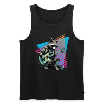 Raccoon with guitar 80s style - Men's Premium Organic Tank Top - black - Front - AI Model Male 178 light (178cm)