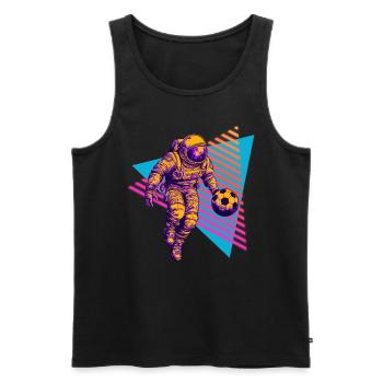 Fußball Astronaut 80er 90er - Männer Premium Bio Tank Top - Schwarz - Vorne - AI Model Male 178 light (178cm)