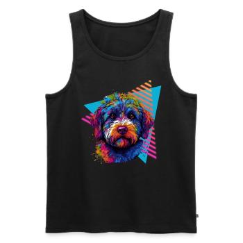 Lagotto Romagnolo 80s style - Men's Premium Organic Tank Top - black - Front - AI Model Male 178 light (178cm)