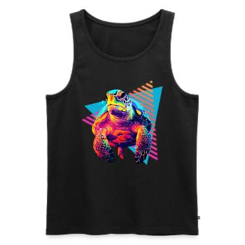 Sea turtle 80s style - Men's Premium Organic Tank Top - black - Front - AI Model Male 178 light (178cm)