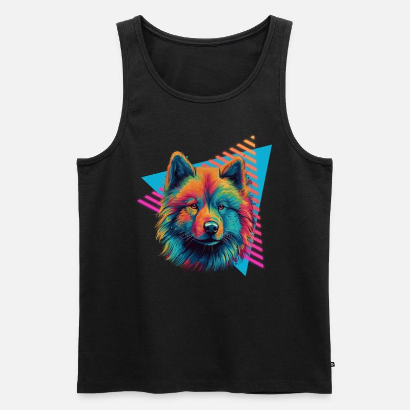 Samojede 80er Jahre Stil - Männer Premium Bio Tank Top - Schwarz