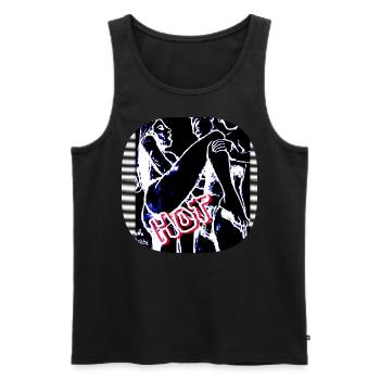 HOT (COVER/BILD) !!! - Männer Premium Bio Tank Top - Schwarz - Vorne - AI Model Male 178 light (178cm)