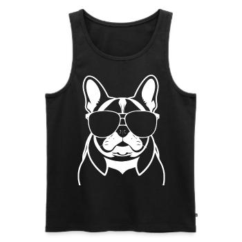 Drôle de bouledogue français avec des lunettes de soleil French Bulld - Débardeur bio Premium Homme - noir - Devant - Michal (187cm)