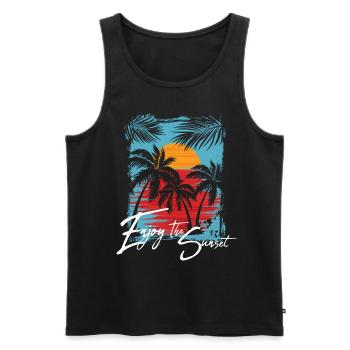 Enjoy the sunset - Men's Premium Organic Tank Top - black - Front - Michal (187cm)