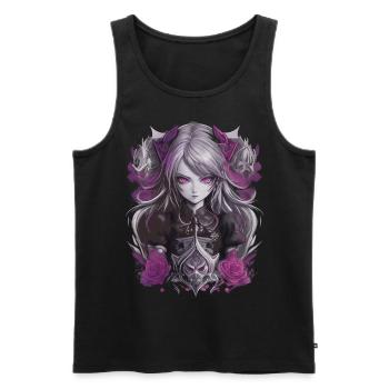 Fille d’anime gothique - Débardeur bio Premium Homme - noir - Devant - AI Model Male 178 light (178cm)
